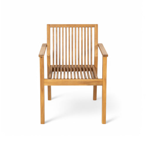 Patio Dining Chair Set of 2 - Sturdy Acacia Wood, Comfortable Waterproof Seating, 400 lbs Capacity, Natural Color Frame