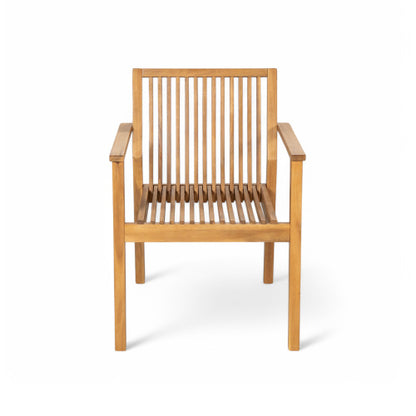 Patio Dining Chair Set of 2 - Sturdy Acacia Wood, Comfortable Waterproof Seating, 400 lbs Capacity, Natural Color Frame