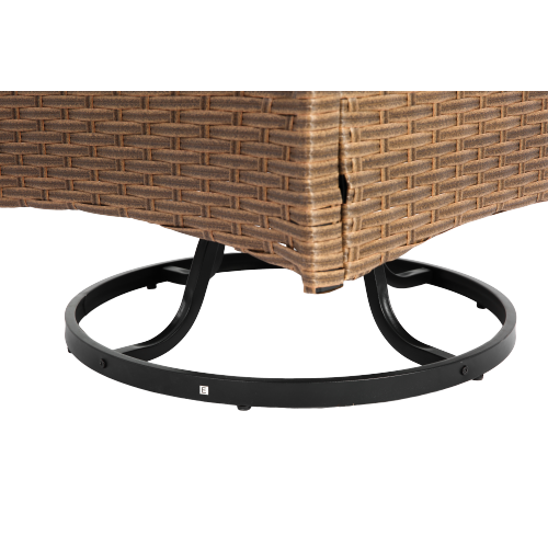 Outdoor Swivel Rocker Chairs Set 3 Piece with 1 Table and 2 Rocking & Swivel Chairs Support 350lbs Brown Wicker Outdoor Furniture Patio Conversation Set
