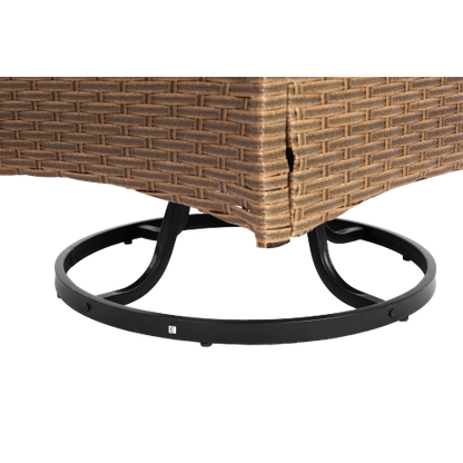 Outdoor Swivel Rocker Chairs Set 3 Piece with 1 Table and 2 Rocking & Swivel Chairs Support 350lbs Brown Wicker Outdoor Furniture Patio Conversation Set