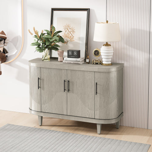 Champagne Modern Curved Four-Door Sideboard Solid Wood Leg Adjustable Shelf High Load-Bearing Home Console Cabinet