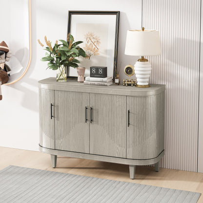 Champagne Modern Curved Four-Door Sideboard Solid Wood Leg Adjustable Shelf High Load-Bearing Home Console Cabinet