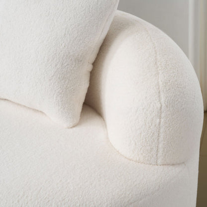 White Curved Compression Loveseat Sofa with 2 Pillows, No Assembly