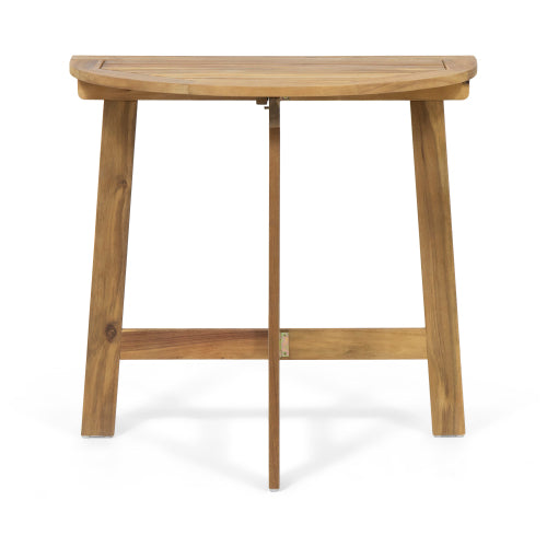Outdoor Half-Round Folding Acacia Wood Bistro Table, Natural