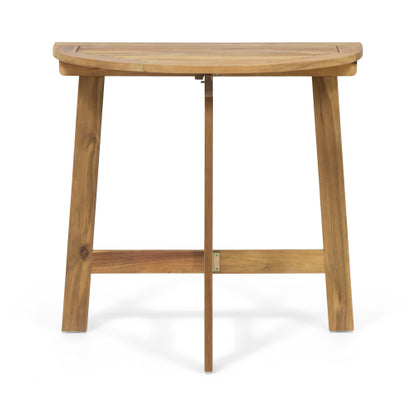 Outdoor Half-Round Folding Acacia Wood Bistro Table, Natural