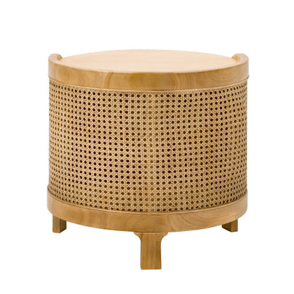 Round Rotating Coffee Table Rattan Hidden Storage MDF Modern Living Room Table