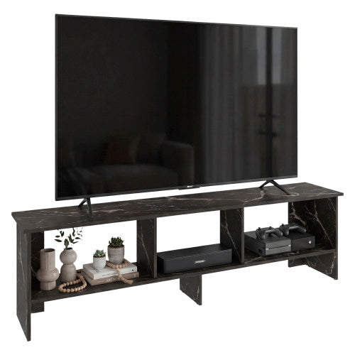 Modern Minimalist Open Shelf TV Stand Scratch Resistant Melamine Media Console for Living Room
