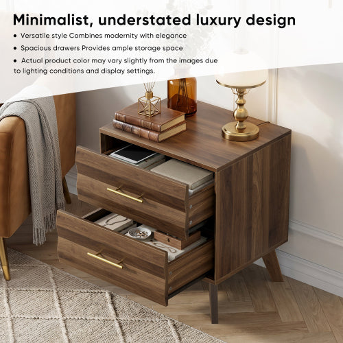 Walnut 2-Drawer Medieval Modern Nightstand