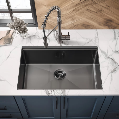 28 Gunmetal Black Undermount Workstation Kitchen Sink-28 x 18 Inch 16 Gauge Stainless Steel Undermount Kitchen Sink