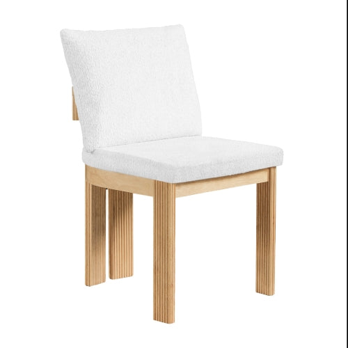 Set of 2 Beige Boucle Dining Chairs with Rubber Wood Frame, Indoor Kitchen & Dining Room Chairs