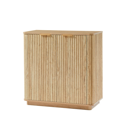 31.5'' Buffet Cabinet Sideboard with Curved Wave Design, Oak