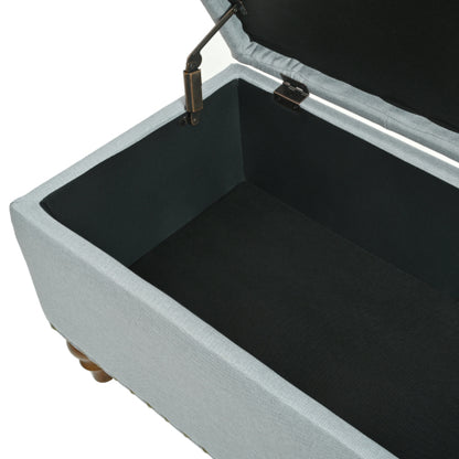 36.61 inch Linen Storage Ottoman Bench with Safety Hinge, Grey
