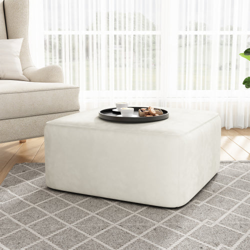 Corduroy Ottoman Square Upholstered Accent Stool for Living Room Bedroom