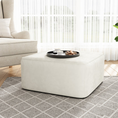 Corduroy Ottoman Square Upholstered Accent Stool for Living Room Bedroom