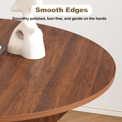 43 in Folding Dining Table for Small Spaces, MDF Table with Walnut Veneer, Space Saving Foldable Kitchen Table for Indoor and Outdoor Use