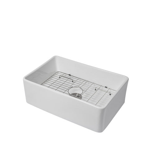 33 White Farmhouse Sink - 33 x 20 x 10 Inch Kitchen Sink Apron Front Porcelain Ceramic Single Bowl Farmer Sink Basin