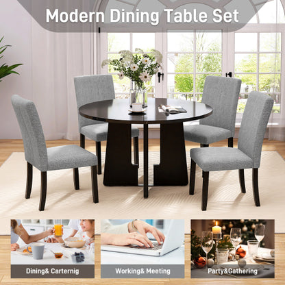 Round Dining Table for 4, 43-Inch Faux Marble Top, Mid-Century Modern Round Dining Table for Cafes, Restaurants, Bars, Home Offices and Conference Rooms (Black)