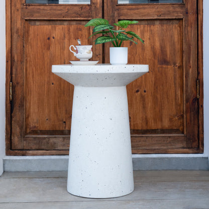 Outdoor 24" H MGO Terrazzo Side Table, White