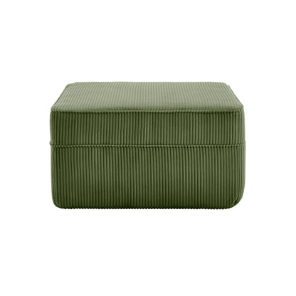 Corduroy Ottoman Green Modular Accent Ottoman with Plush Fabric and Comfortable Seating