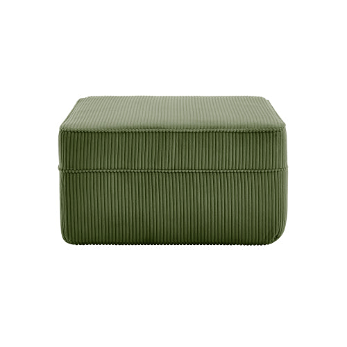 Corduroy Ottoman Green Modular Accent Ottoman with Plush Fabric and Comfortable Seating