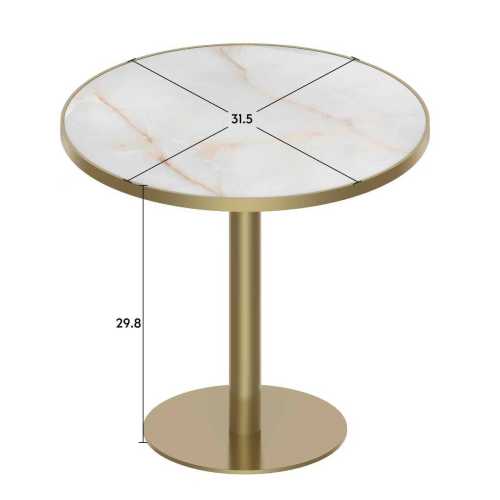 Round Modern Dinning Table 31.5 inches Bistro Table Tulip Table with Faux Marble top,Easy Assemble,Sturdy Metal Frame Diameter