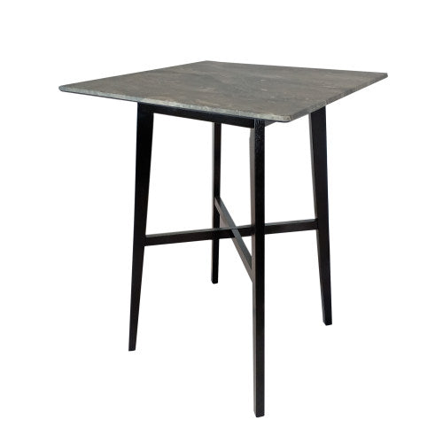 Modern Bar Height 42inch   Dining Table, Rubberwood Legs and Laminate Table Top, Paladina Marble Finish, Black