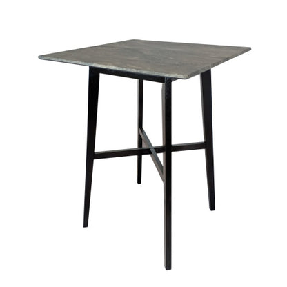 Modern Bar Height 42inch   Dining Table, Rubberwood Legs and Laminate Table Top, Paladina Marble Finish, Black