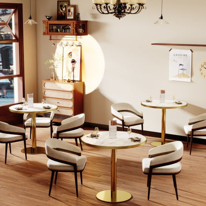 Round Modern Dinning Table 31.5 inches Bistro Table Tulip Table with Faux Marble top,Easy Assemble,Sturdy Metal Frame Diameter