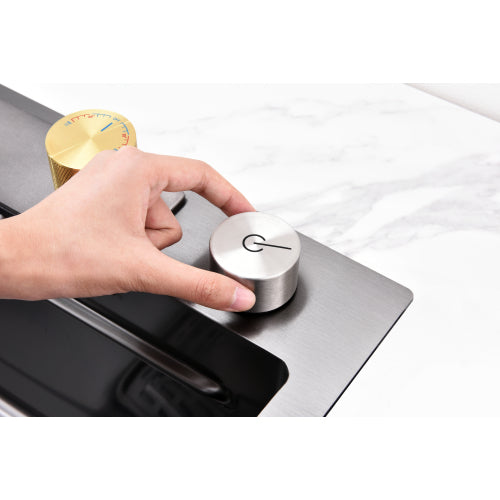 Waterfall Kitchen Sink, Stainless Steel Single Bowl in Black, Multifunctional Workstation with Flying-rain Faucet and Cutting Board, 30×18″ Stainless Steel Single Bowl Sink, LS-SSBL05