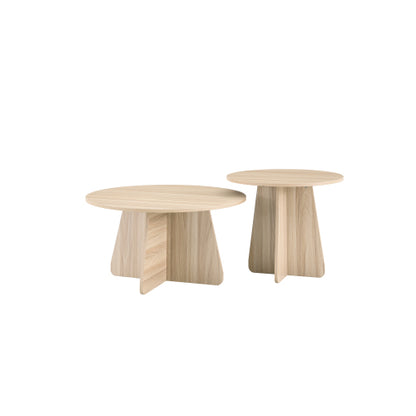 Retro Nesting Coffee Table Set Walnut Natural Round Cross Base