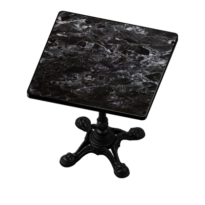 Marble-Look Sintered Stone Square Table - Heavy-Duty Cast Iron Base for Bistro, Cafe, Bar & Home Use