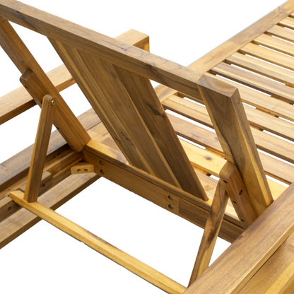U_Style Acacia Wood Adjustable Backrest Outdoor Lounge Chair, Suitable for Gardens