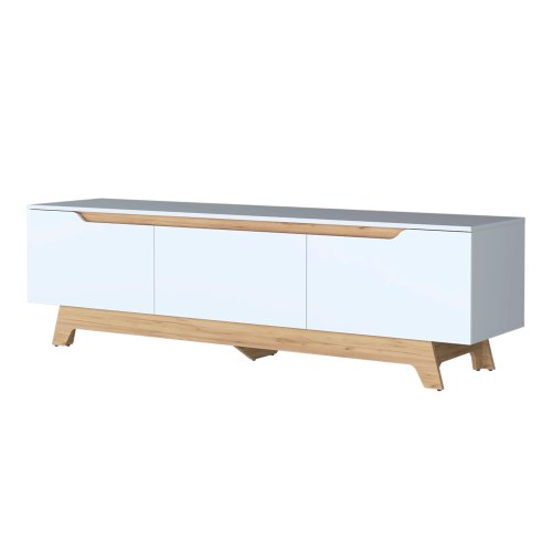 71.1 Inch White Two-Door Particleboard Entertainment Center with Single Drawer TV Stand