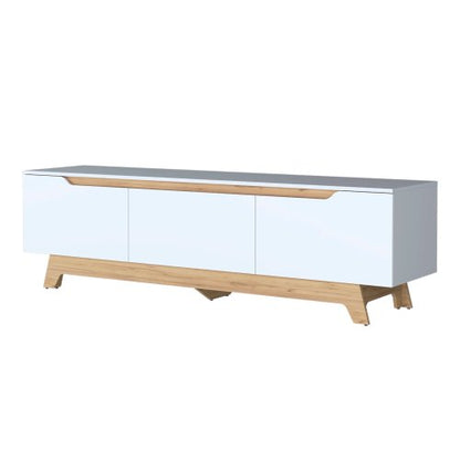71.1 Inch White Two-Door Particleboard Entertainment Center with Single Drawer TV Stand