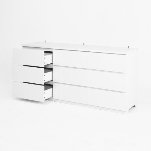 9 Drawer Dresser with No Handle Design, Modern White Matte Wood Dresser for Bedroom, Storage Chest of Drawers for Living Room, Hallway, Entryway