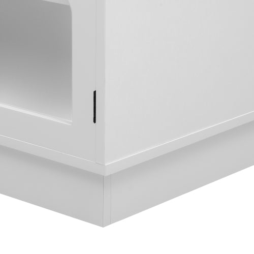 68.9 Inch Minimalist MDF TV Stand Arched Glass Doors 3 Drawers 2 Cabinets for TVs Up To 75 Inch