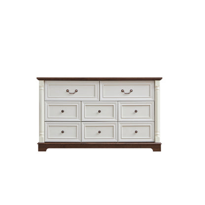 8 Drawer Dresser Chest for Bedroom with Wooden Base and Riser Trim, Wooden Rustic Rustic Chest of Drawers, Storage Dresser for Bedroom, Living Room