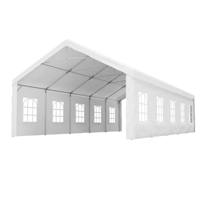 Carport Canopy 16x32 Heavy Duty, Portable Metal Carport Garage with Removable Waterproof Cover & Sidewalls, All Weather Outdoor Shelter for Cars, Trucks, Vehicles & Equipment