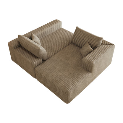 103 inch  Camel Corduroy L-Shape Cloud Sectional Sofa