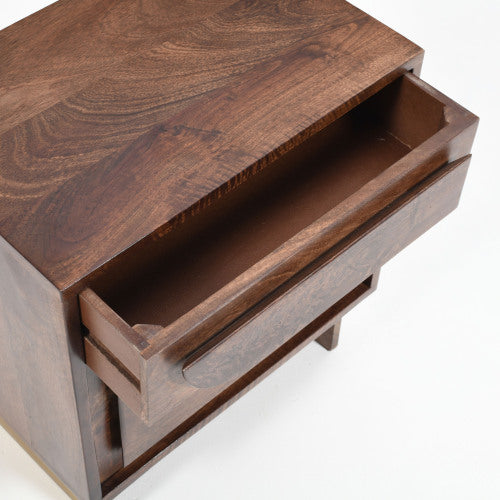 Wood Nightstand with 1 drawer,Walnut Finish