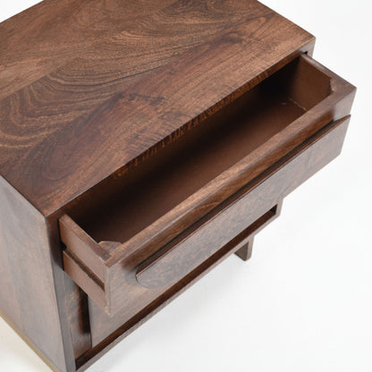 Wood Nightstand with 1 drawer,Walnut Finish