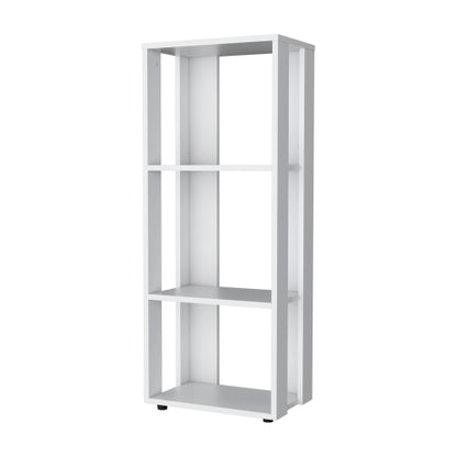 White Melamine 3-Tier Minimalist Open Display Bookcase