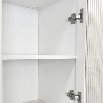 Kitchen Pantry Cabinet with Multi-Functional Pull-Out Multi-Tier Storage Shelf and Glass Doors