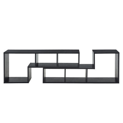 Expandable Modular Black Wood Grain MDF TV Stand Free Combination Open Storage Entertainment Center