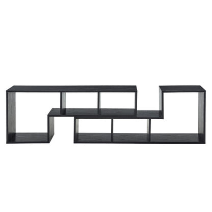 Expandable Modular Black Wood Grain MDF TV Stand Free Combination Open Storage Entertainment Center