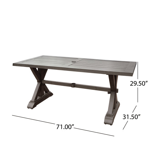 Modern Outdoor Aluminum Dining Table, Dark Gray