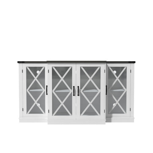 63 Inch Farmhouse Barn Door TV Stand with Adjustable Shelves Media Console for TVs Up To 73 Inch