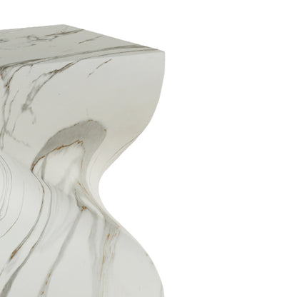 Cement Outdoor End Tables for Patio, GardenAccent Table Faux Terrazzo Accent Table, Modern Small Round Side Tablefor Outside, Tree Stump Garden Stool DrumTable indoor and Outdoor