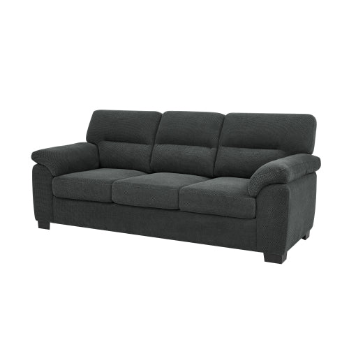 Dark Gray 3-Seater Textured Fabric Minimalist Living Room Sofa