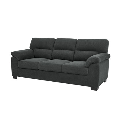 Dark Gray 3-Seater Textured Fabric Minimalist Living Room Sofa